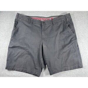 Swiss Tech Mens Shorts Size 44 Grey Stone Stretch Cotton Utility Outdoor Casual